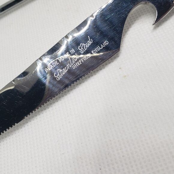 Vintage BAR / BARTENDERS Knife Bottle Opener Sheffield Spoon Brass Bamboo Handle - Picture 3 of 6